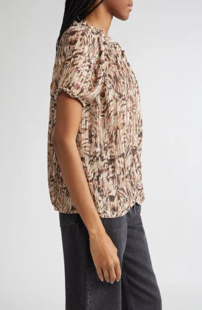 Ramy Brook Soraya Pleated Puff Sleeve Top In Multi