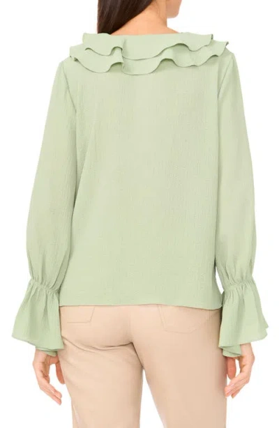 Vince Camuto Double Ruffle Bell Sleeve Top In Green