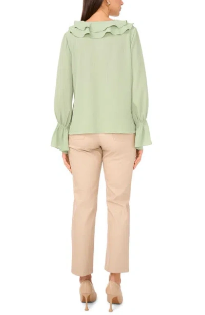 Vince Camuto Double Ruffle Bell Sleeve Top In Green