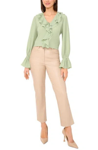 Vince Camuto Double Ruffle Bell Sleeve Top In Green
