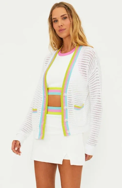 Beach Riot Gene Open Stitch Cotton Cardigan In Multi