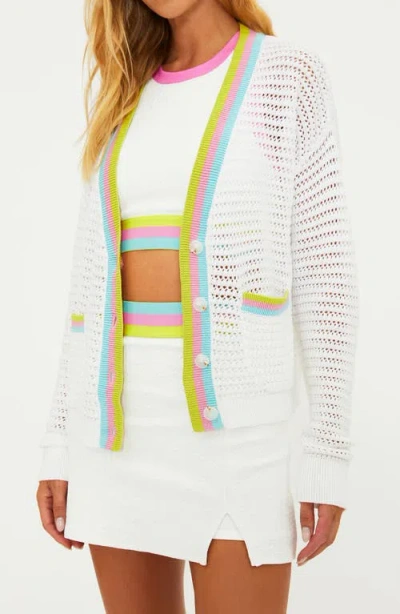 Beach Riot Gene Open Stitch Cotton Cardigan In Multi