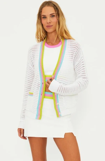 Beach Riot Gene Open Stitch Cotton Cardigan In Multi