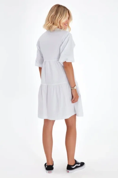 Accouchée Tie Waist A-line Maternity/nursing Wrap Dress In White
