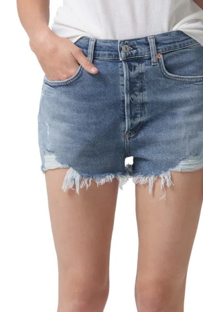 Citizen Of Humanity Citizens Of Humanity Annabelle High Waist Cutoff Denim Shorts In Blue