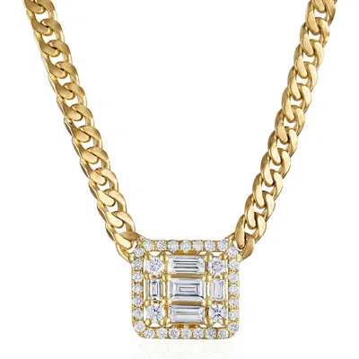 Mindi Mond Halo Cube Diamond Curb Chain Necklace