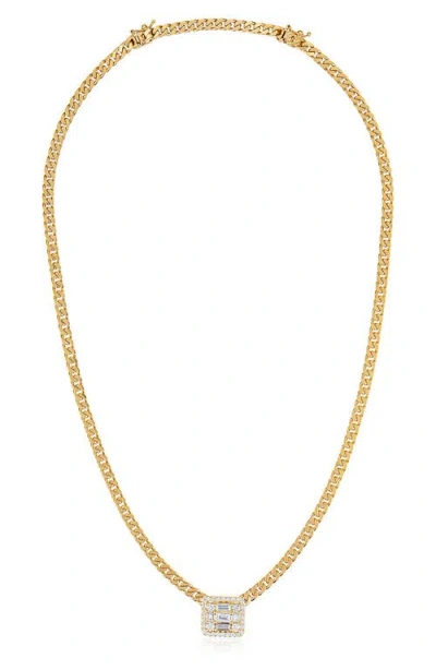 Mindi Mond Halo Cube Diamond Curb Chain Necklace