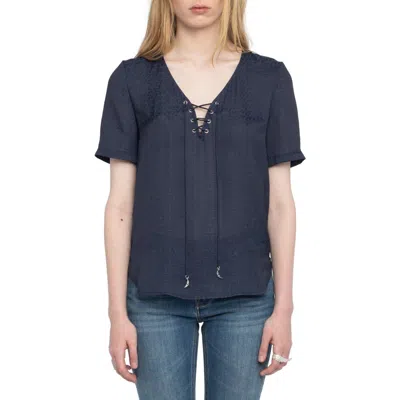 Zadig & Voltaire Terzo Lace-up Satin Top