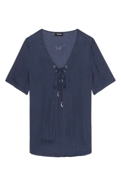 Zadig & Voltaire Terzo Lace-up Satin Top