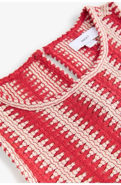 Next Open Stitch Sleeveless Minidress In Red