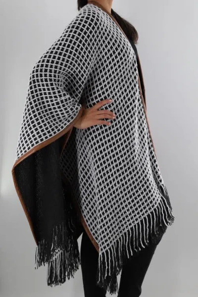 La Fiorentina Oversized Open Knit Ruana With Fringe