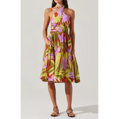 Astr The Label Kalia Floral Halter Neck Dress In Multi