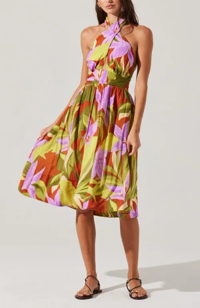 Astr The Label Kalia Floral Halter Neck Dress In Multi