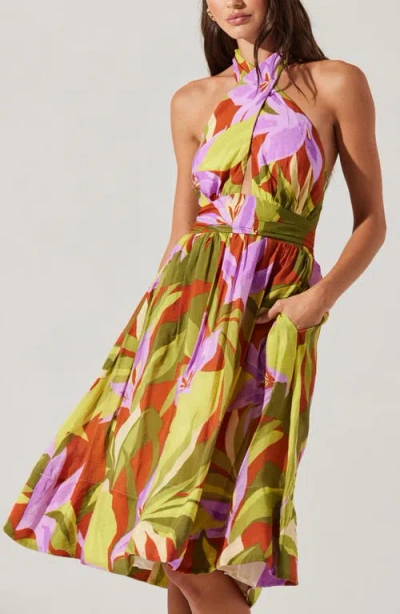 Astr The Label Kalia Floral Halter Neck Dress In Multi