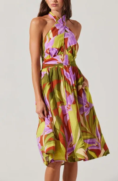 Astr The Label Kalia Floral Halter Neck Dress In Multi