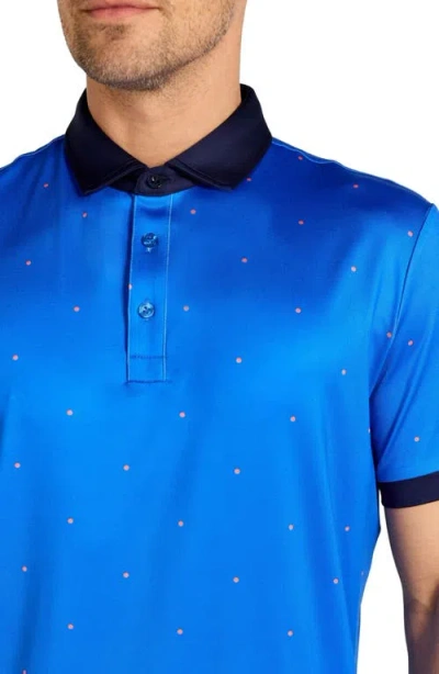 Redvanly Ramey Dot Print Performance Golf Polo In Blue