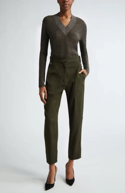 St John St. John Collection Stretch Twill Tapered Ankle Pants In Black