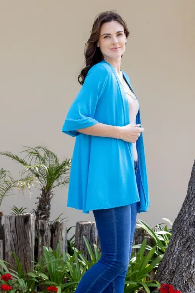 24seven Comfort Apparel Open Front Elbow Length Sleeve Cardigan