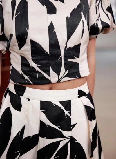Mint Velvet Neutral Palm Print Midi Skirt