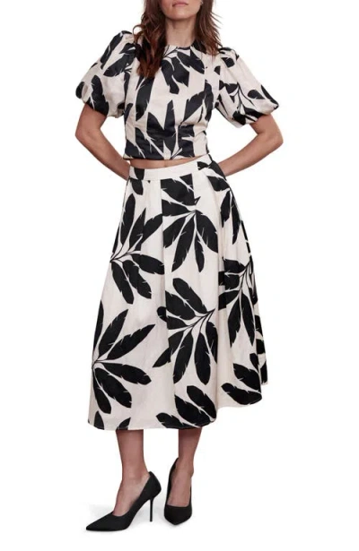 Mint Velvet Neutral Palm Print Midi Skirt