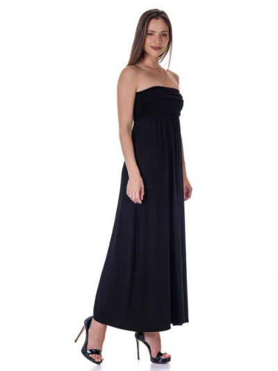 24seven Comfort Apparel Strapless Empire Waist Maxi Dress