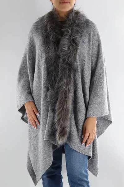La Fiorentina Wrap  With Faux Fur Trim