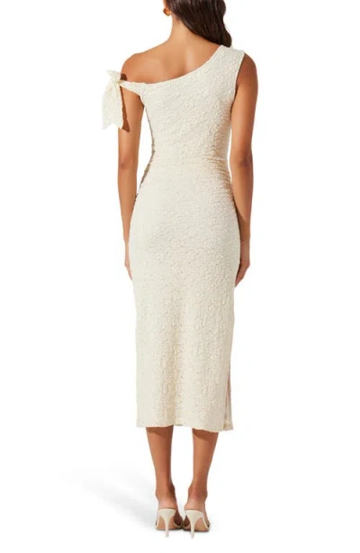 Astr The Label Emely Floral One-shoulder Stretch Lace Dress In Neutral
