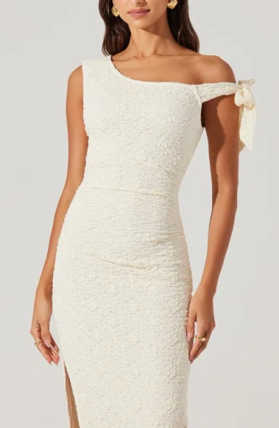 Astr The Label Emely Floral One-shoulder Stretch Lace Dress In Neutral