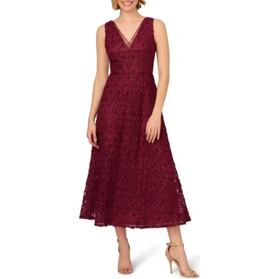 Adrianna Papell Soutache Embroidered Midi Fit & Flare Dress In Brown