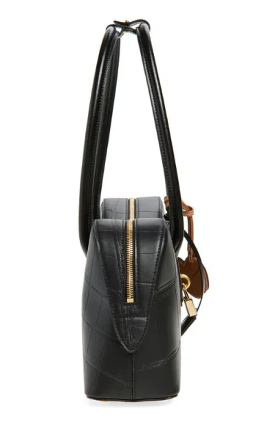 Stella Mccartney 'ryder' Black Medium Handbag With Padlock Detail On The Front And Two Top Handles In Black