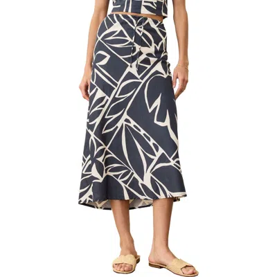 Marine Layer Avery Geo Print Drawstring Midi Skirt In Black