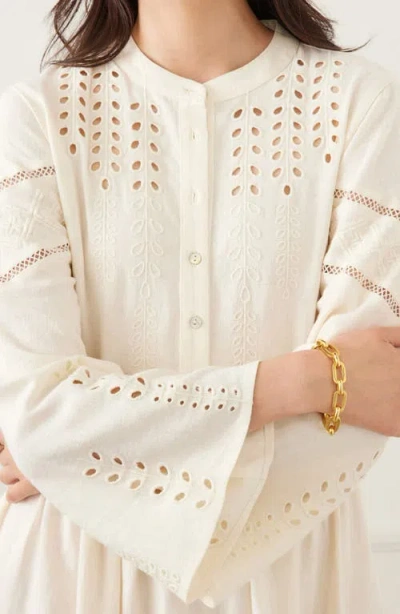 Karen Kane Flare Sleeve Embroidered Tiered Dress In Cream In White