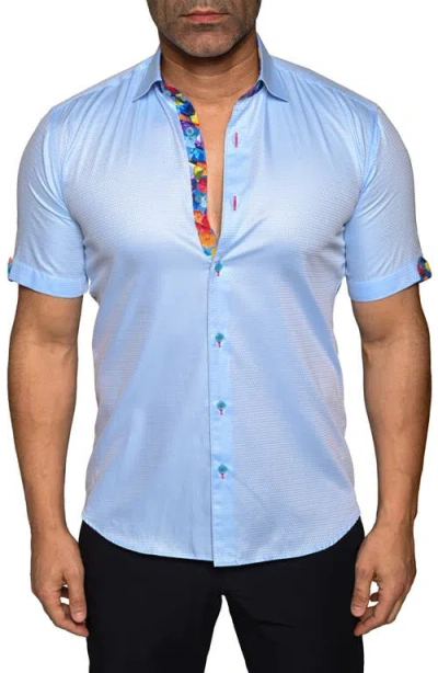 Maceoo Galileo Resistance Short Sleeve Button-up Shirt In Blue