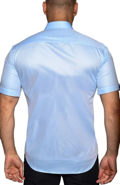 Maceoo Galileo Resistance Short Sleeve Button-up Shirt In Blue