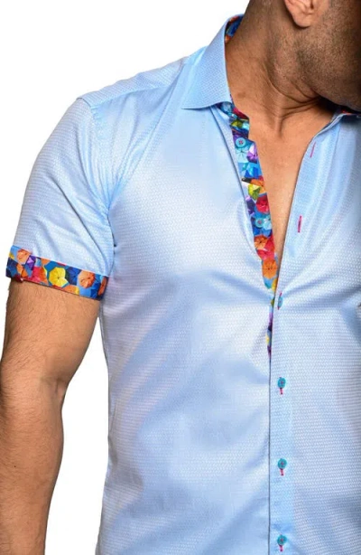Maceoo Galileo Resistance Short Sleeve Button-up Shirt In Blue