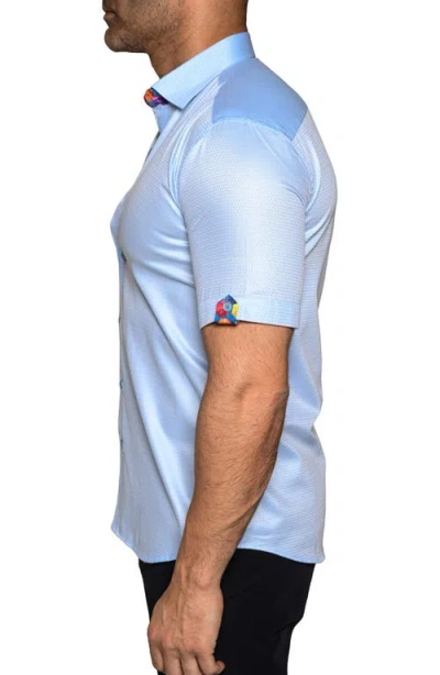 Maceoo Galileo Resistance Short Sleeve Button-up Shirt In Blue