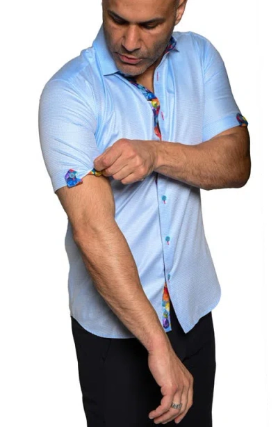 Maceoo Galileo Resistance Short Sleeve Button-up Shirt In Blue