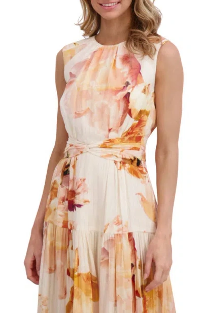 Ted Baker Metallic Floral Wrap Waist Cotton Blend Maxi Dress In Multi