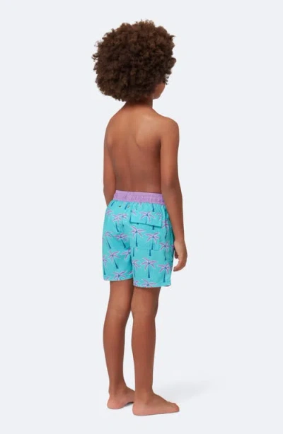 Tom & Teddy Kids' Palm Swim Trunks In Blue