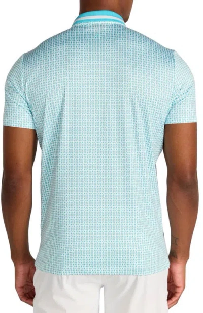 Redvanly Norvins Neat Tic Tac Toe Print Performance Golf Polo In Blue