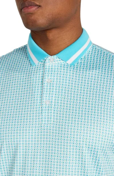 Redvanly Norvins Neat Tic Tac Toe Print Performance Golf Polo In Blue