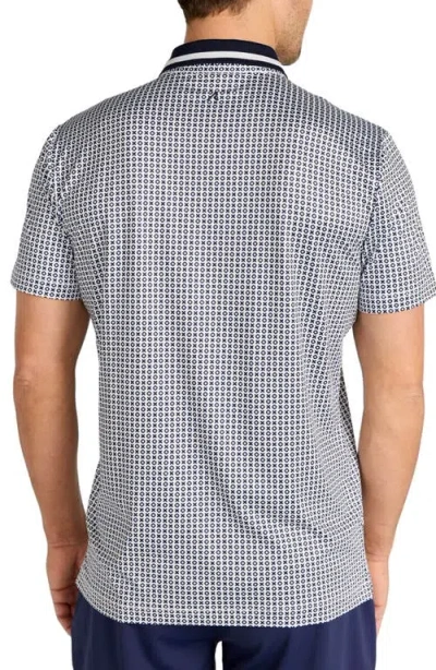 Redvanly Norvins Neat Tic Tac Toe Print Performance Golf Polo In Blue