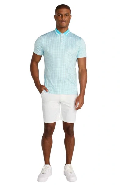 Redvanly Norvins Neat Tic Tac Toe Print Performance Golf Polo In Blue