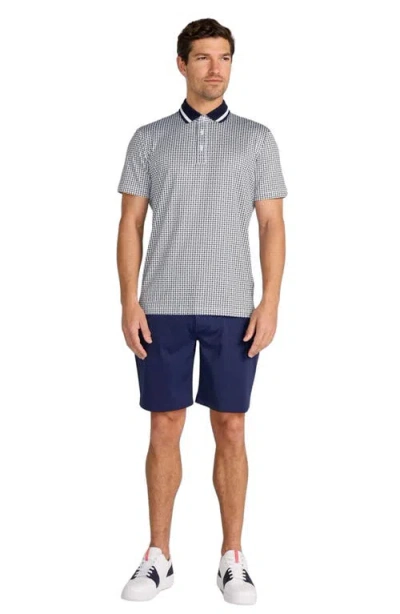 Redvanly Norvins Neat Tic Tac Toe Print Performance Golf Polo In Blue