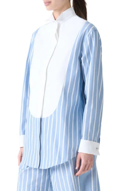 Akris Punto Plastron Striped Cotton Fil-a-fil Shirt