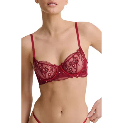 Kat The Label Sofia Embroidered Mesh Underwire Bra