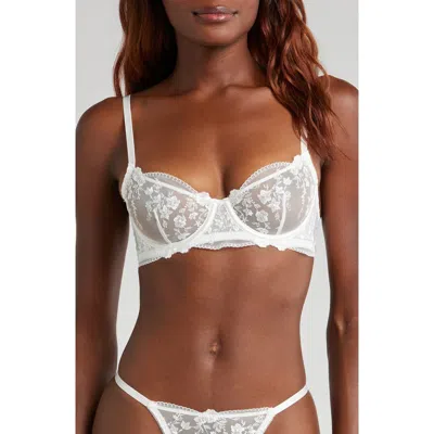 Kat The Label Sofia Embroidered Mesh Underwire Bra In White