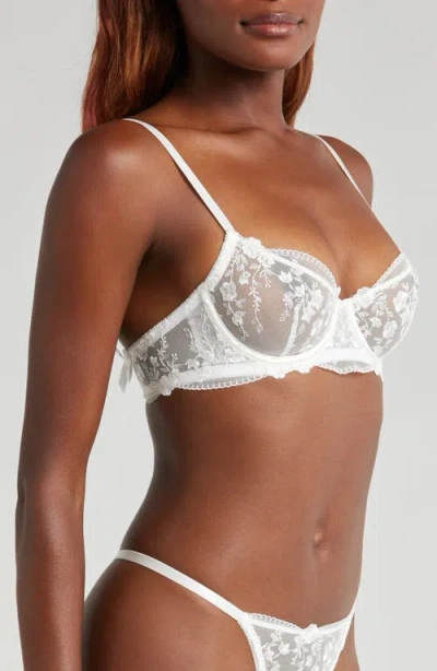 Kat The Label Sofia Embroidered Mesh Underwire Bra In White