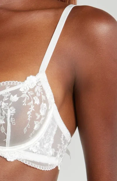 Kat The Label Sofia Embroidered Mesh Underwire Bra In White