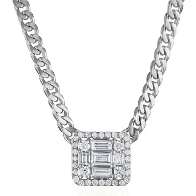 Mindi Mond Halo Cube Diamond Curb Chain Necklace